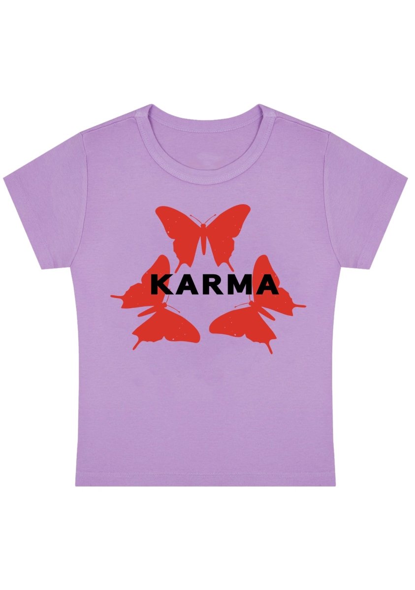 Karma Butterflies Y2k Baby Tee - cherrykittenKarma Butterflies Y2k Baby Tee