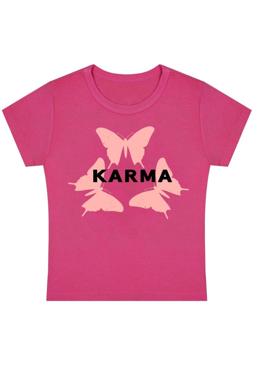 Karma Butterflies Y2k Baby Tee - cherrykittenKarma Butterflies Y2k Baby Tee