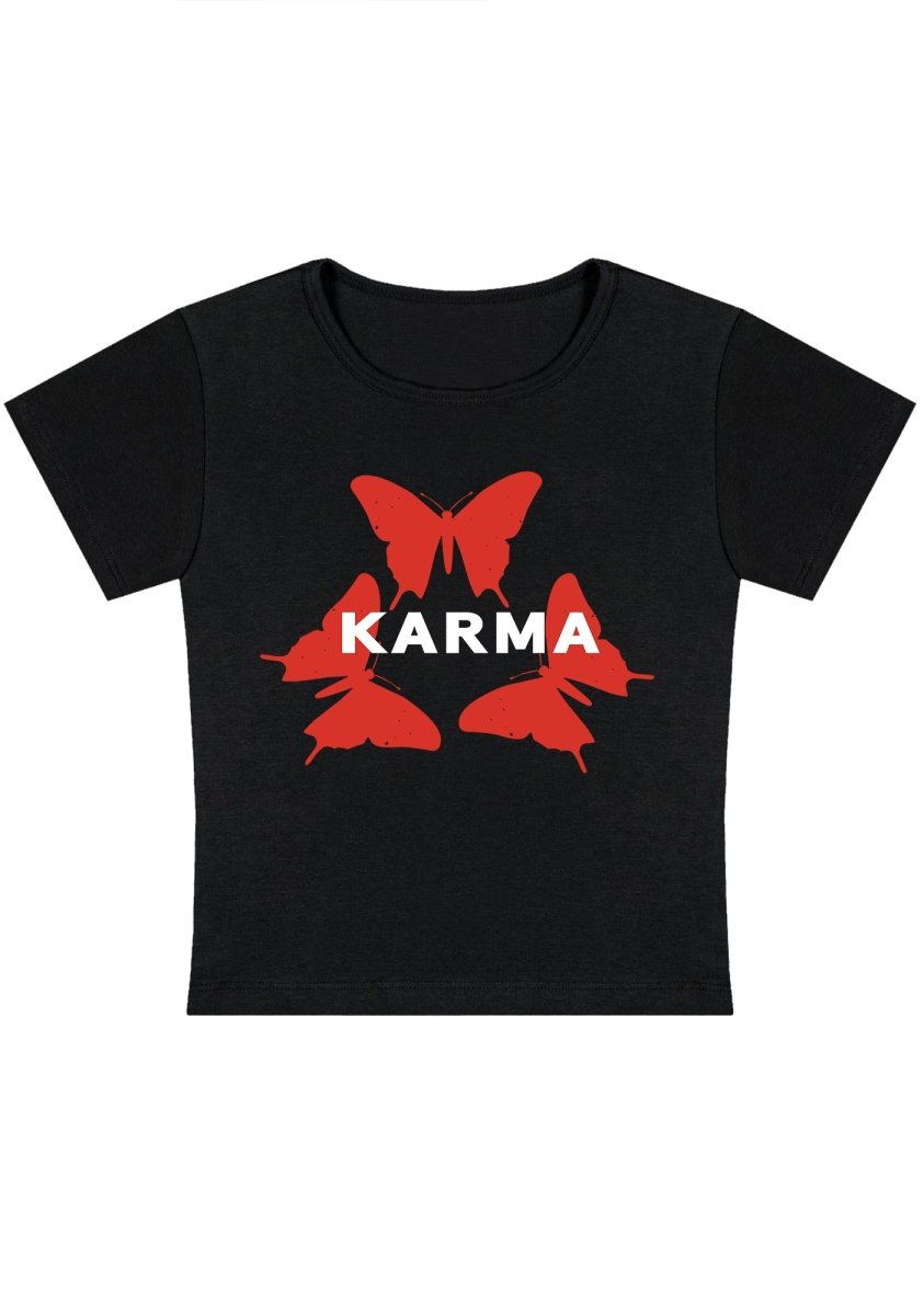Karma Butterflies Y2k Baby Tee - cherrykittenKarma Butterflies Y2k Baby Tee