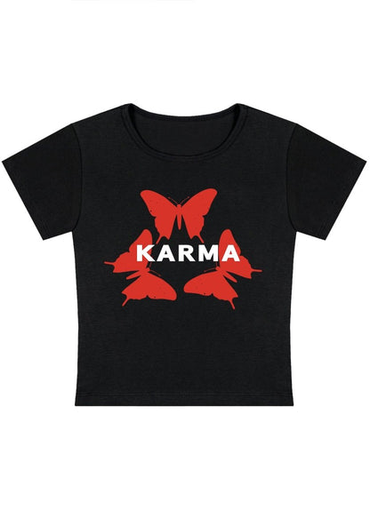 Karma Butterflies Y2k Baby Tee - cherrykittenKarma Butterflies Y2k Baby Tee