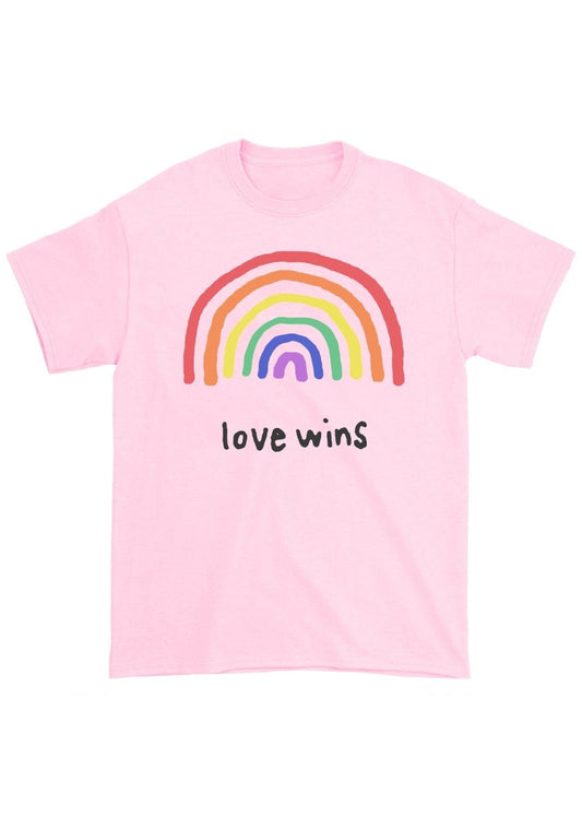 Love Wins Cartoon Rainbow Chunky Shirt - cherrykittenLove Wins Cartoon Rainbow Chunky Shirt