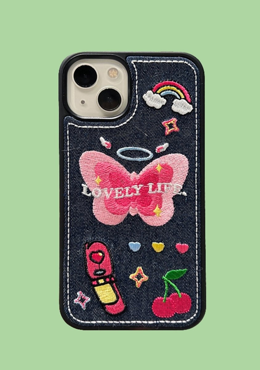 Lovely Life Denim Phone Case - cherrykittenLovely Life Denim Phone Case