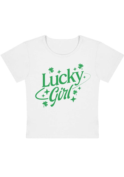 Lucky Girl Star&Clover Y2K Baby Tee - cherrykittenLucky Girl Star&Clover Y2K Baby Tee