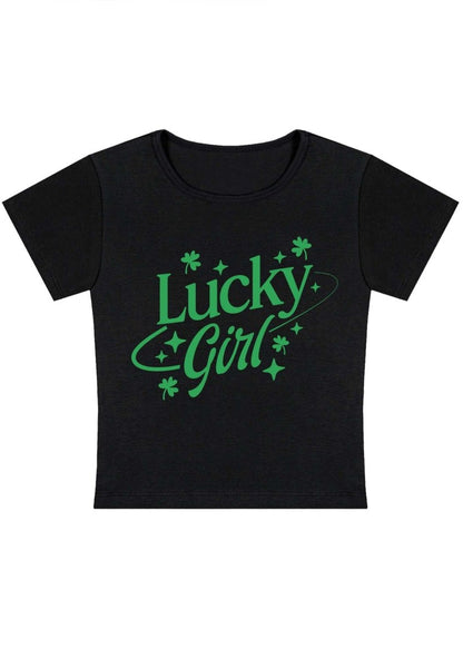 Lucky Girl Star&Clover Y2K Baby Tee - cherrykittenLucky Girl Star&Clover Y2K Baby Tee