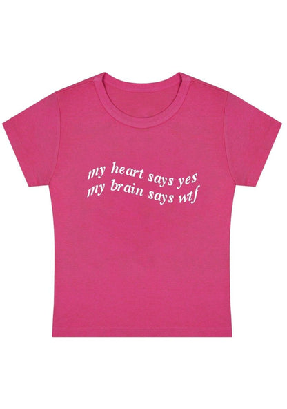 My Heart Says Yes Y2k Baby Tee - cherrykittenMy Heart Says Yes Y2k Baby Tee