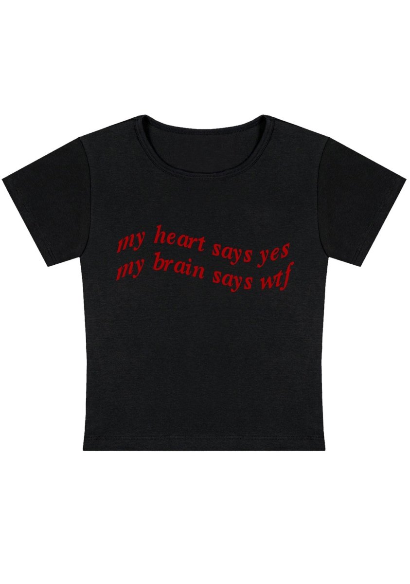 My Heart Says Yes Y2k Baby Tee - cherrykittenMy Heart Says Yes Y2k Baby Tee