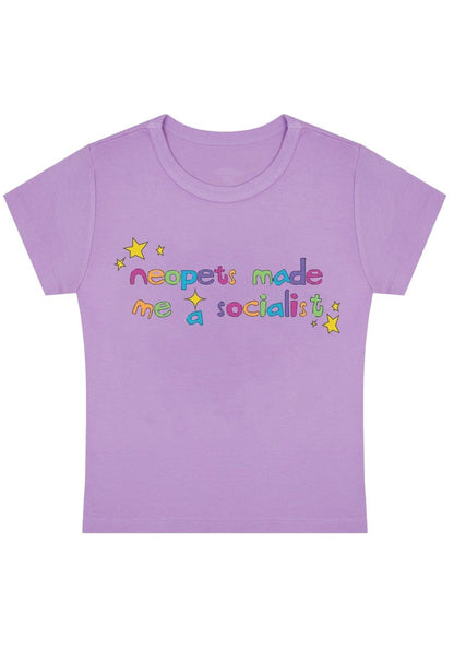 Neopets Made Me A Socialist Y2k Baby Tee - cherrykittenNeopets Made Me A Socialist Y2k Baby Tee