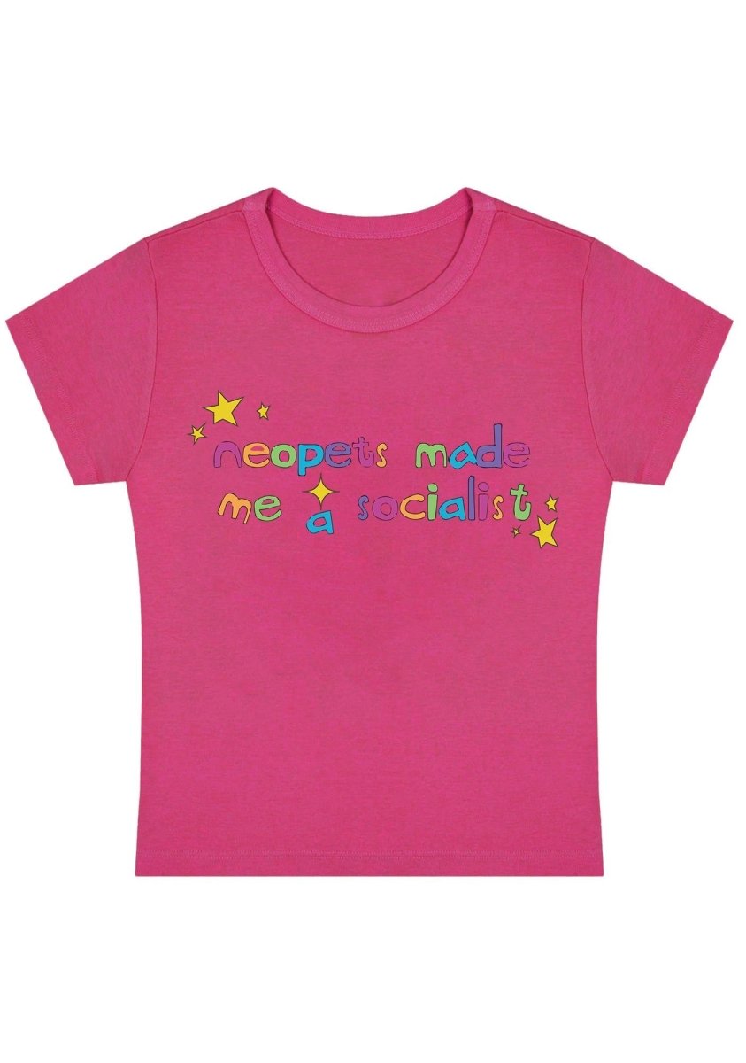 Neopets Made Me A Socialist Y2k Baby Tee - cherrykittenNeopets Made Me A Socialist Y2k Baby Tee