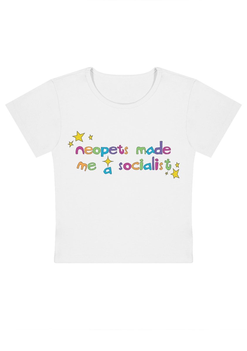 Neopets Made Me A Socialist Y2k Baby Tee - cherrykittenNeopets Made Me A Socialist Y2k Baby Tee