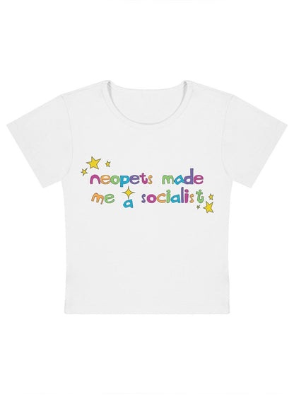 Neopets Made Me A Socialist Y2k Baby Tee - cherrykittenNeopets Made Me A Socialist Y2k Baby Tee
