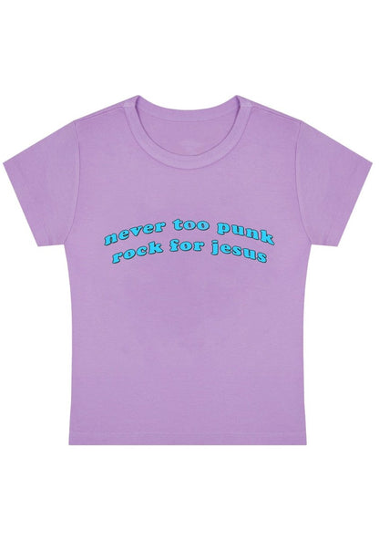 Never Too Punk Rock For Jesus Y2K Baby Tee - cherrykittenNever Too Punk Rock For Jesus Y2K Baby Tee