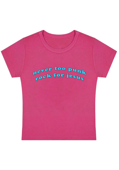 Never Too Punk Rock For Jesus Y2K Baby Tee - cherrykittenNever Too Punk Rock For Jesus Y2K Baby Tee