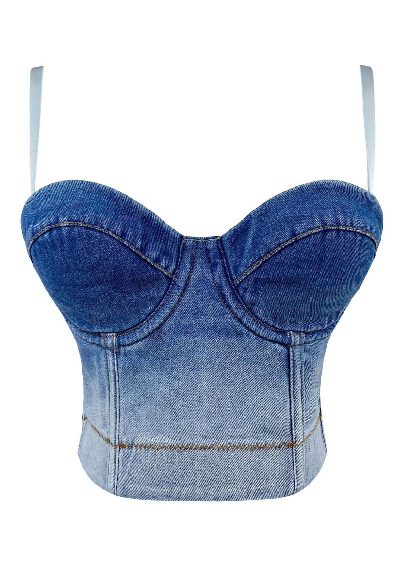 Niche Novel Gradient Blue Shape Corset Top - cherrykittenNiche Novel Gradient Blue Shape Corset Top