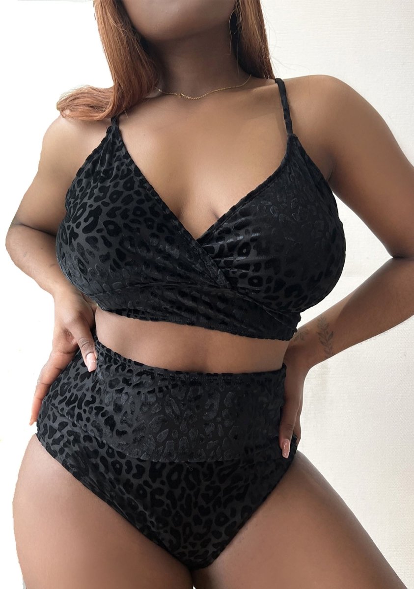 Plus Size Leopard Adjustable Strap Bikini - cherrykittenPlus Size Leopard Adjustable Strap Bikini