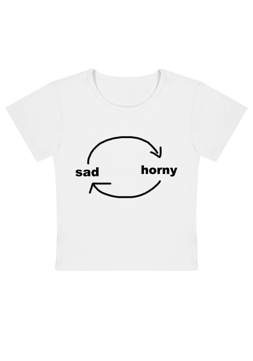 Sad Circle Y2k Baby Tee - cherrykittenSad Circle Y2k Baby Tee