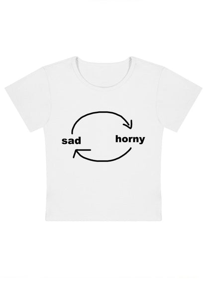 Sad Circle Y2k Baby Tee - cherrykittenSad Circle Y2k Baby Tee