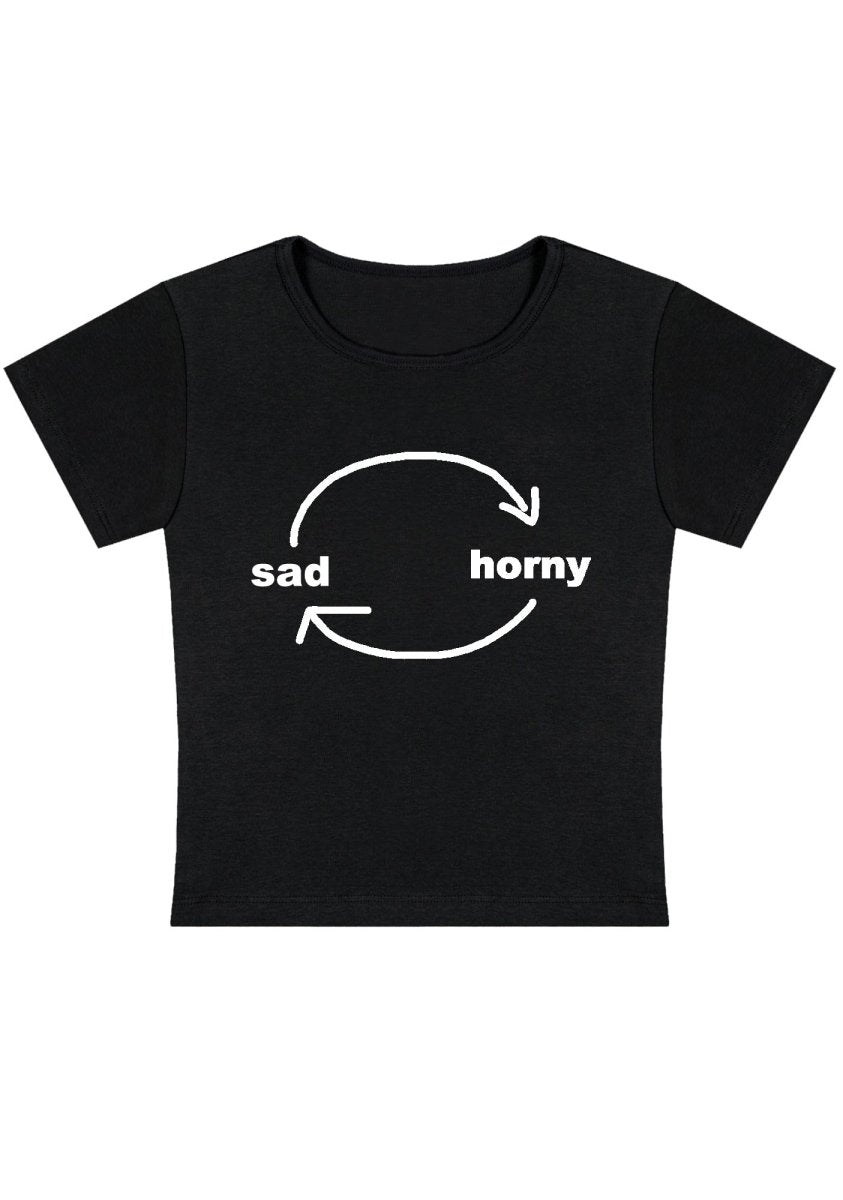 Sad Circle Y2k Baby Tee - cherrykittenSad Circle Y2k Baby Tee