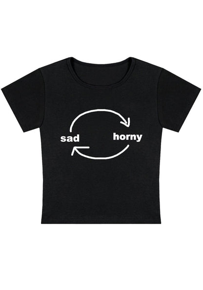 Sad Circle Y2k Baby Tee - cherrykittenSad Circle Y2k Baby Tee