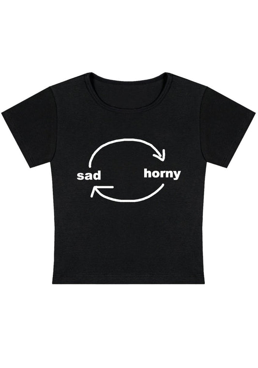 Sad Circle Y2k Baby Tee - cherrykittenSad Circle Y2k Baby Tee