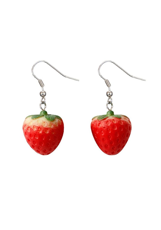 Simulated Strawberry Earrings - cherrykittenSimulated Strawberry Earrings