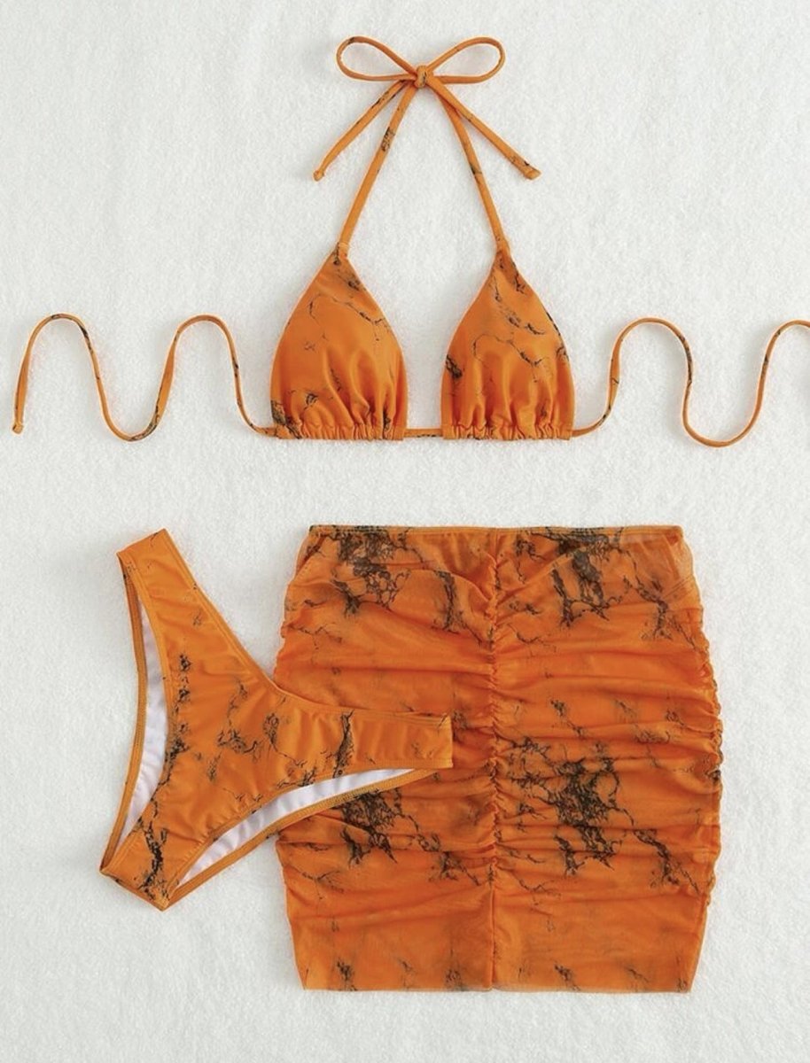 Smudged Hanging Neck Bikini Set - cherrykittenSmudged Hanging Neck Bikini Set