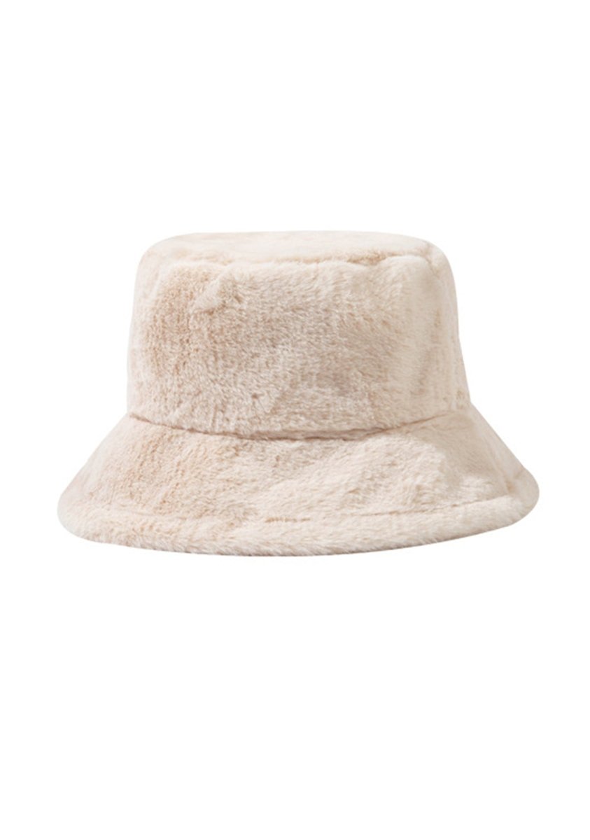 Solid Color Faux Wool Plush Bucket Hat - cherrykittenSolid Color Faux Wool Plush Bucket Hat