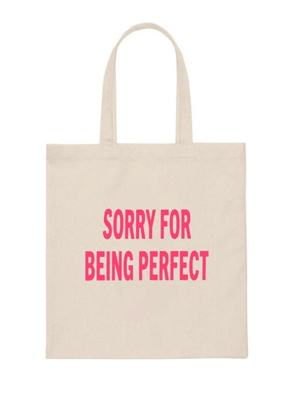 Sorry For Being Perfect Canvas Tote Bag - cherrykittenSorry For Being Perfect Canvas Tote Bag