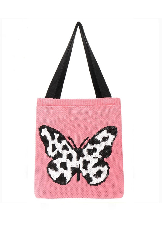 Spotted Butterfly Knitted Tote Bag - cherrykittenSpotted Butterfly Knitted Tote Bag