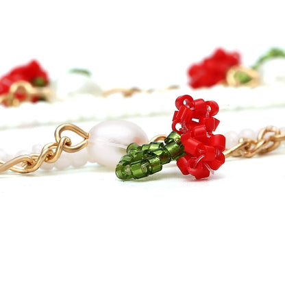 Stacking Cherry And Pearl Y2K Necklace - cherrykittenStacking Cherry And Pearl Y2K Necklace