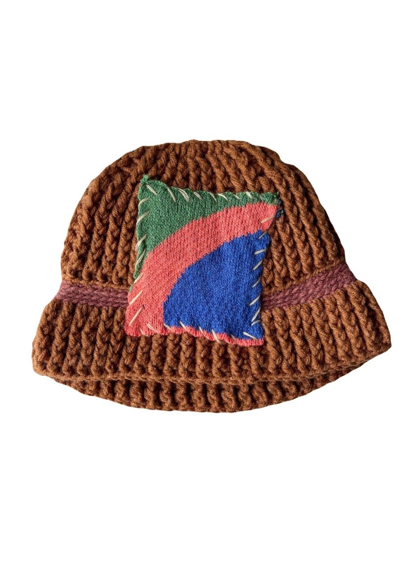 Stitching Patches Woolen Bucket Hat - cherrykittenStitching Patches Woolen Bucket Hat