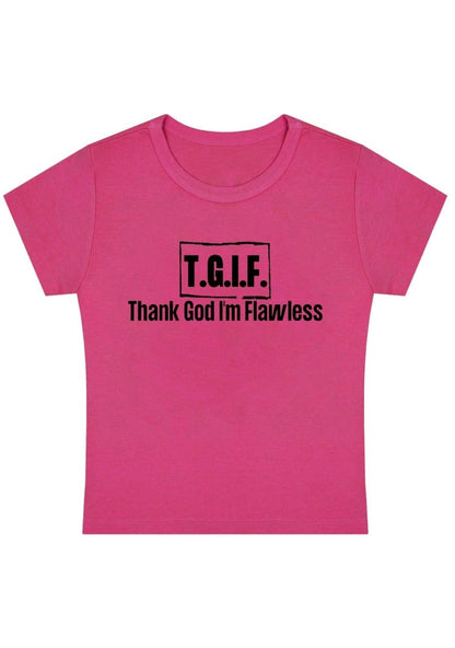 Thank God I'm Flawless Y2K Baby Tee - cherrykittenThank God I'm Flawless Y2K Baby Tee