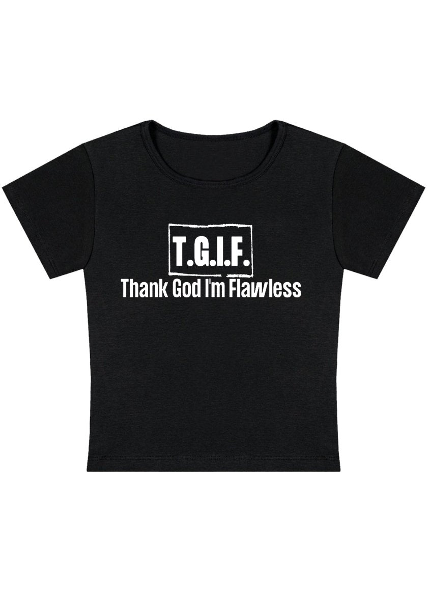 Thank God I'm Flawless Y2K Baby Tee - cherrykittenThank God I'm Flawless Y2K Baby Tee