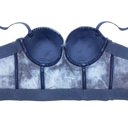 Tie-Dye All-Match Trend Shaping Denim Corset Top - cherrykittenTie-Dye All-Match Trend Shaping Denim Corset Top