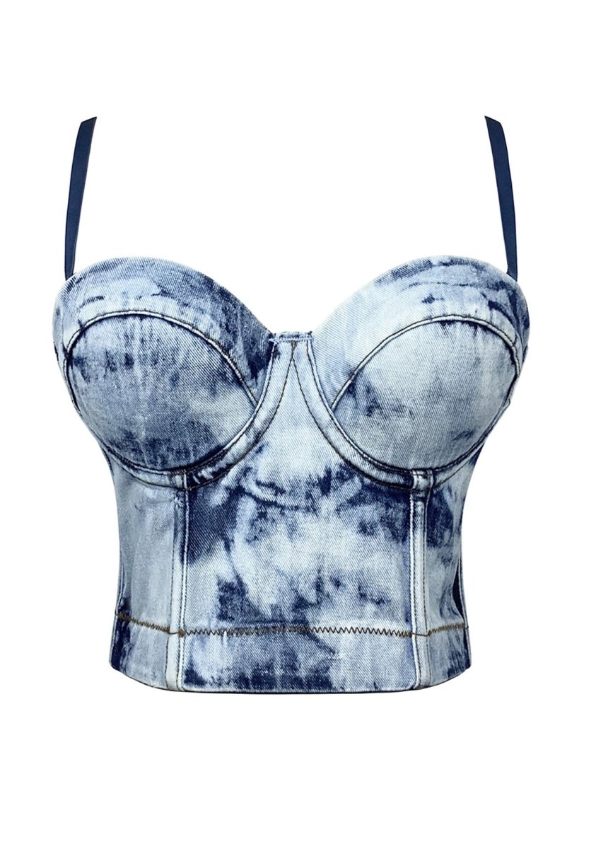 Tie-Dye All-Match Trend Shaping Denim Corset Top - cherrykittenTie-Dye All-Match Trend Shaping Denim Corset Top