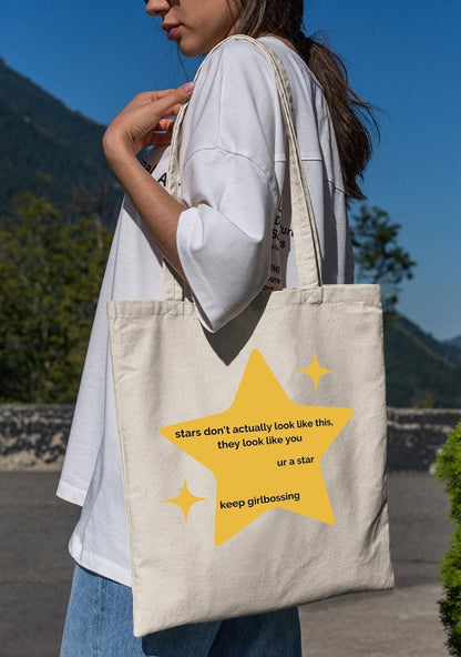 U R A Star Canvas Tote Bag - cherrykittenU R A Star Canvas Tote Bag