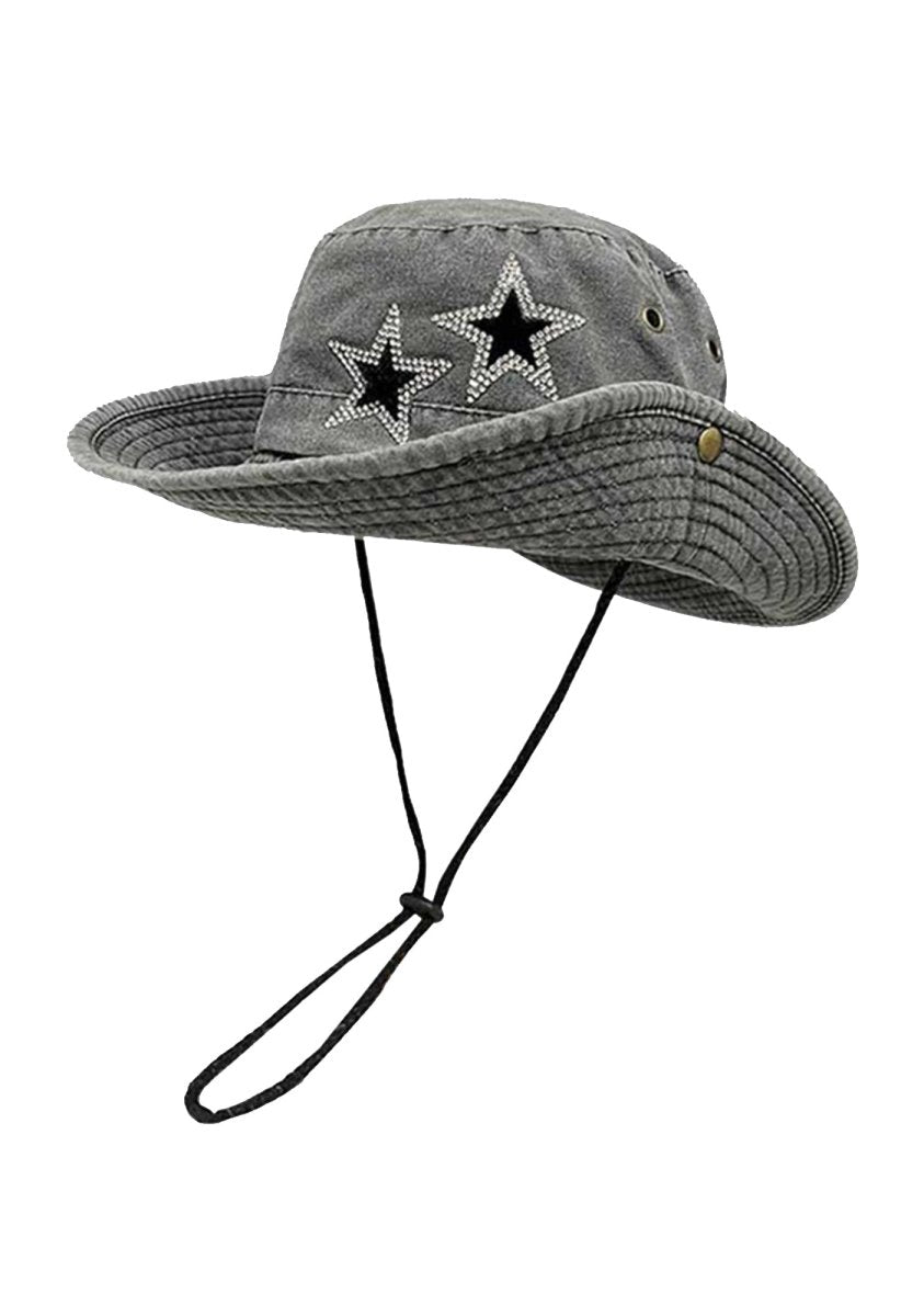 Western Cowboy Stars Vintage Denim Hat - cherrykittenWestern Cowboy Stars Vintage Denim Hat