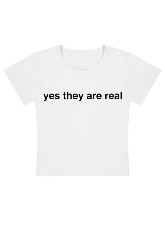 Yes They're Real Y2k Baby Tee - cherrykittenYes They're Real Y2k Baby Tee