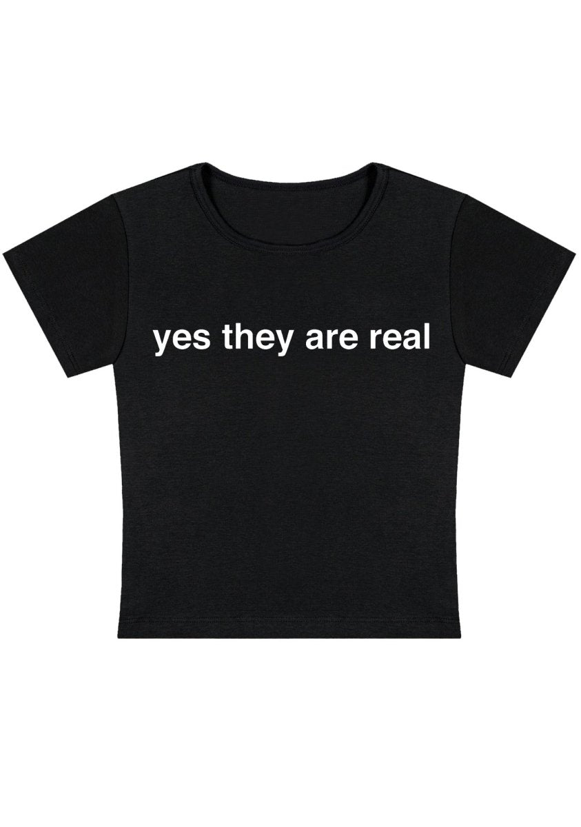 Yes They're Real Y2k Baby Tee - cherrykittenYes They're Real Y2k Baby Tee